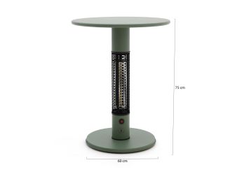 Monti HeatLine Pulse Gartentisch mit Heizstrahler 1500 W ø 60 cm (h: 75 cm) - Grün