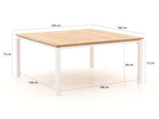 Bellagio Cino/Linosa 160x160 cm Gartenmöbel-Set 9-teilig stapelbar