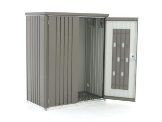 Biohort Gartenschrank 155x83x182,5 cm (inkl. Bodenplatte und gestell) - Kwartgrijs Metallic (2100 liter)
