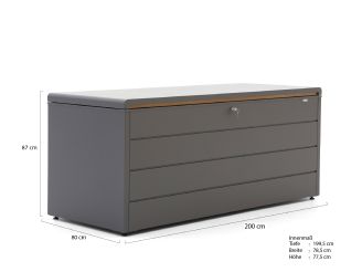 Kees Smit Brava Gartenbox 200 - Charcoal (1230 Liter)