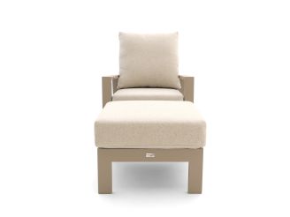 Tierra Outdoor Musone Gartensessel verstellbar mit Gartenhocker - Taupe - Beige - Braun - Textilene
