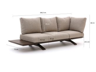 SUNS Stockholm Gartensofa 3-Sitzer links/rechts 266,5 cm inkl. Eckelement - Bronze (inkl. Kissen Pebble Desert Bouclé)