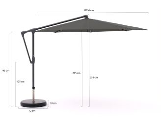 Glatz Sunwing Casa Ampelschirm ø 330 cm - Anthrazit -Aluminium - (155) (inkl. Shadowline Sonnenschirmständer) (inkl. Schutzhülle)