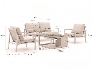 Manifesto Alzano/Cosiraw Sessel-Sofa-Lounge-Set mit Feuertisch 4-teilig