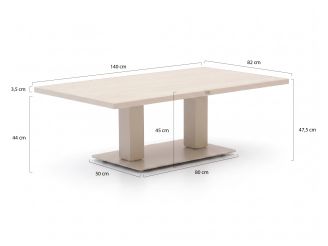 Bellagio Usini Garten Lounge Esstisch 140x80x47/68 cm höhenverstellbar - Sintered stone