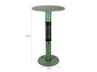 Monti HeatLine Vibe Bartisch mit Heizstrahler 1500 W ø 60 cm (h: 110 cm) - Grün