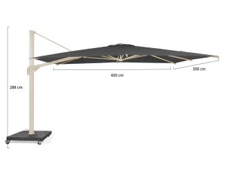 SUNS Novara Ampelschirm 400x300 cm - Charcoal Black (Gestell = Camel Sand) (inkl. 170 kg Ständer)