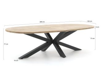 Intenso Asti/Rough-Y Ellips 280 cm Gartenmöbel-Set 9-teilig