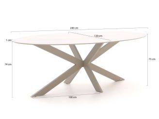 Bellagio Mineo/Furato Ellips 240 cm Gartenmöbel-Set 7-teilig