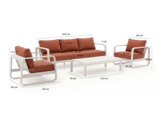 Forza Liri Sessel-Sofa Lounge-Set 4-teilig