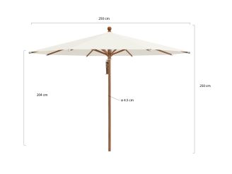 Glatz Piazza Sonnenschirm ø 250 cm - Ecru (158) (exkl. Schirmständer) (Gestell = Teak Look)