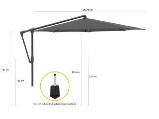 Glatz Sunwing Casa Ampelschirm ø 330 cm - Anthrazit -Aluminium - (155) (inkl. Terra Easyfoot) (inkl. Schutzhülle)