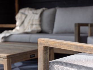 ROUGH Batang Gartensofa 160 cm - Old Teak Greywash (inkl. Kissen Storm Sand)
