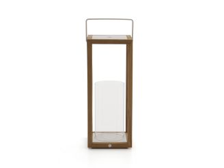 SUNS Sam Laterne 20x22x53 cm - Natural Teak/Matt White