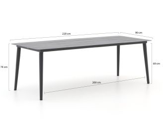 Bellagio Panaro/Sora 220 cm Gartenmöbel-Set 7-teilig stapelbar