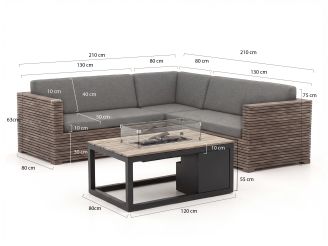 ROUGH-C/Cosiraw Ecklounge-Set mit Feuertisch 4-teilig