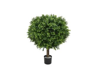 Designplants/Luca Lifestyle Buchsbaum Kugel Kunstpflanze (h:50 cm) mit Grigio Balloon Blumentopf - Grün (UV beständig) (Blumentopf = Antique White)