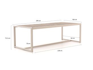 Bellagio Cadora Gartentisch 240x100x75 cm - Teakholz