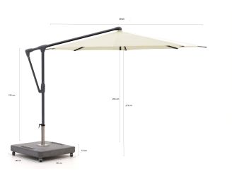 Glatz Sunwing Casa Ampelschirm ø 330 cm - Ecru (150) (inkl. Schirmständer 160 kg mit Rädern) (inkl. Schutzhülle)