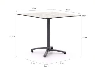 Bellagio Canzo Gartentisch klappbar 80x80x73 cm - Kunststoff