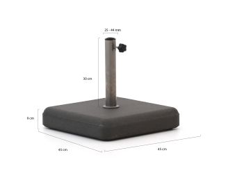 Sonnenschirmständer 35 kg Beton - Quadratisch/Anthrazit für Rohrdurchmesser ø 25-44 mm