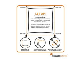 Shadow Comfort Sonnensegel Quadrat 300x300 cm wasserdicht - Grau