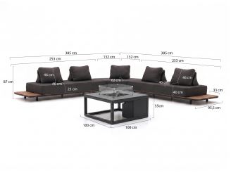 Bellagio San Lupo/Cosiraw Ecklounge-Set mit Feuertisch 4-teilig