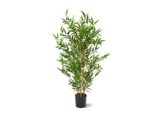Designplants/Luca Lifestyle Japanischer Bambus Kunstpflanze (h:90 cm) mit Grigio Tall Balloon Blumentopf - Grün (UV beständig) (Blumentopf = Antique White)