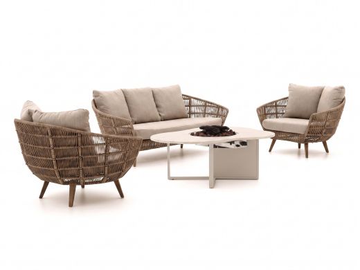 Intenso Stila/Cosiloft Novi Sessel-Sofa-Lounge-Set mit Feuertisch 4-teilig