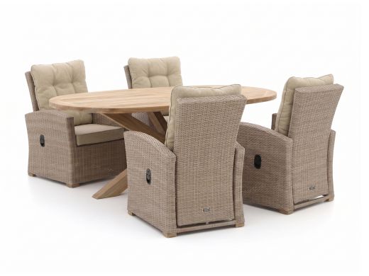 Intenso Mazzano/ROUGH-Y Ellips 200 cm Gartenmöbel-Set 5-teilig verstellbar
