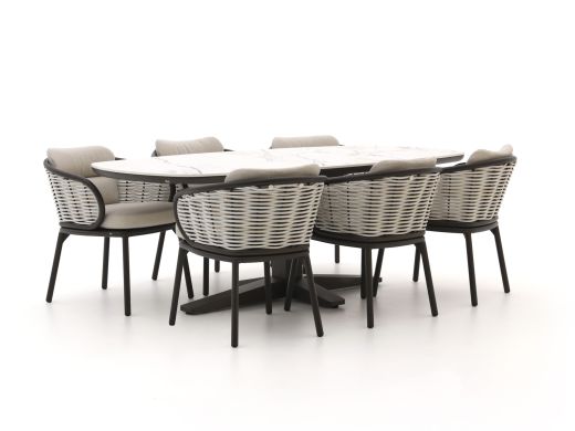 Apple Bee Pine Key/Zanzibar dänisch oval 220 cm Gartenmöbel-Set 7-teilig
