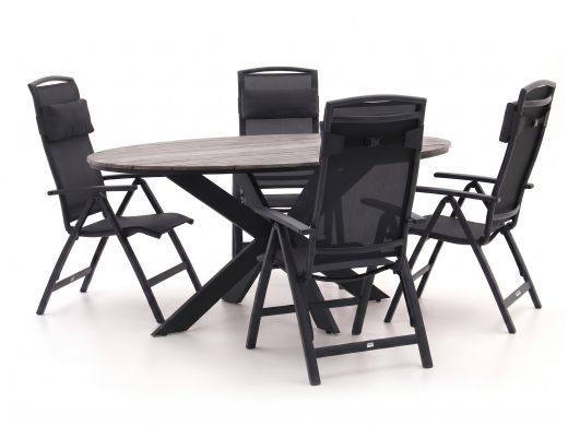 Forza Capri/Fidenza ø 126 cm Gartenmöbel-Set 5-teilig verstellbar