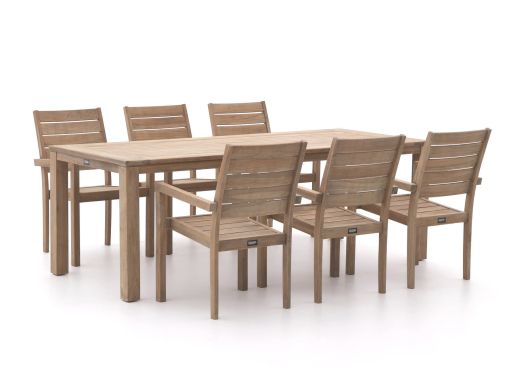 ROUGH-S 220x90 cm Gartenmöbel-Set 7-teilig stapelbar