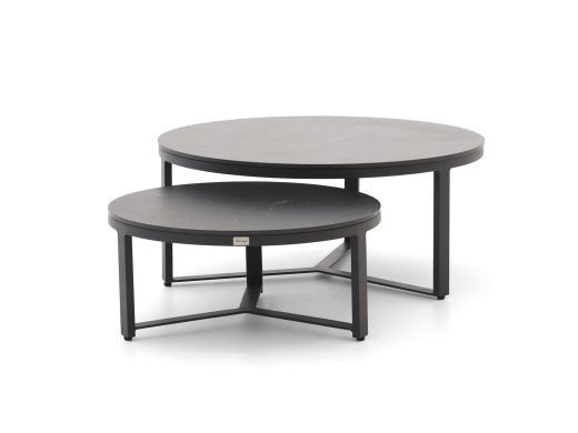 Bellagio Ficarolo Lounge Gartentisch-Set ø 85 cm (h:35 cm)/ø 65 cm (h:30 cm)