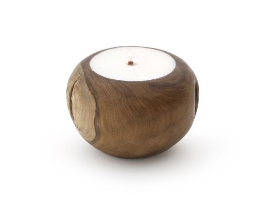 Tierra Outdoor Kerze Rund niedrig ø 18 cm - Teak