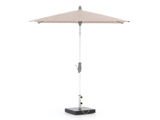 Glatz Alu-Twist Sonnenschirm 240x240 cm - Taupe - Polyester (151) - Handkurbel (inkl. Shadowline Schirmständer 50 kg)
