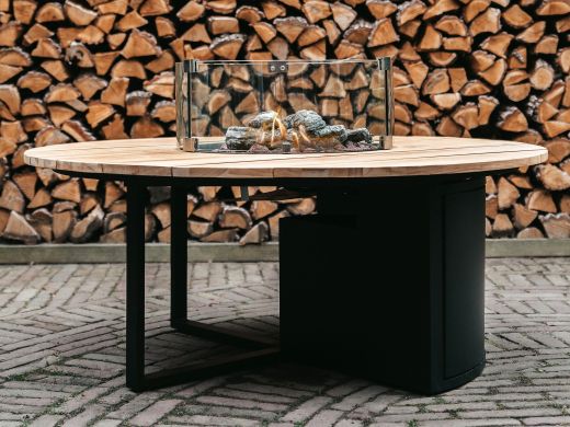 Cosiloft Lounge Feuertisch ø 120 cm (H: 50 cm) - Teakholz