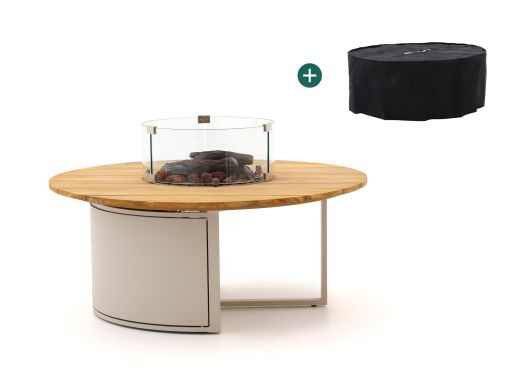 Cosiloft Lounge Feuertisch ø 120 cm (H: 50 cm) - Teakholz