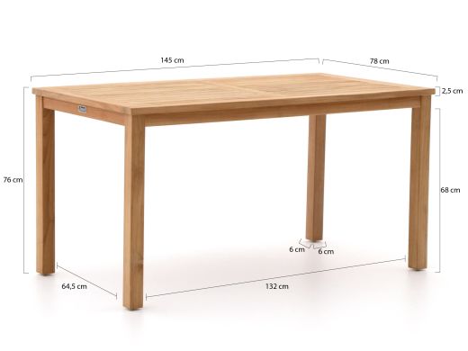 Forza Vico/Liverpool 145 cm Gartenmöbel-Set 5-teilig stapelbar