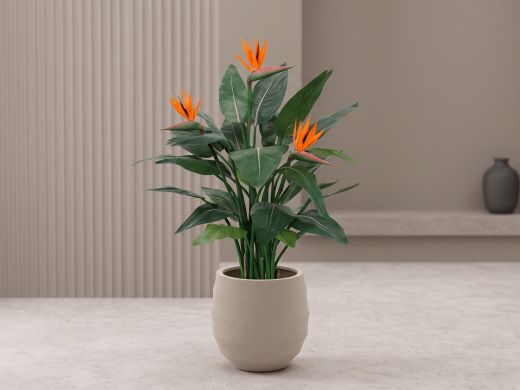 Designplants Strelitzia Kunstpflanze (h: 115 cm) - Orange für Topfgröße M