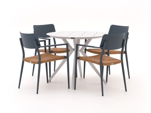 Bellagio Cino/Sora ø 90 cm Gartenmöbel-Set 5-teilig stapelbar