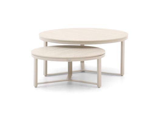 Bellagio Ficarolo Lounge Gartentisch-Set ø 85 cm (h:35 cm)/ø 65 cm (h:30 cm)