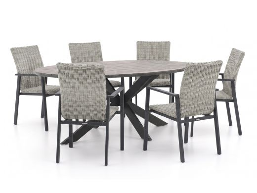 Manifesto Villongo/Fidenza oval 180 cm Gartenmöbel-Set 7-teilig stapelbar
