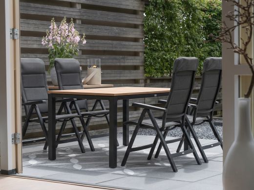 Forza Tione/Linosa 100 cm Gartenmöbel-Set 5-teilig verstellbar