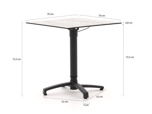 Forza Sile/Canzo 70 cm Gartenmöbel-Set 3-teilig verstelbar