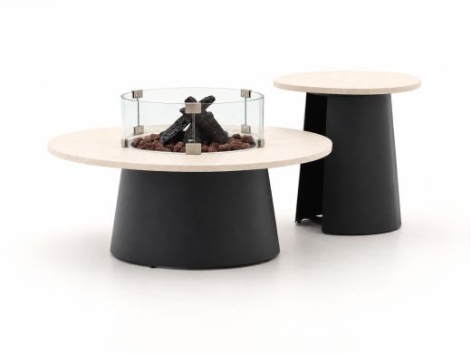 Cosidune Lounge Feuertisch-Set ø 100 cm (H: 40 cm)/ø 55 cm (H: 55 cm)