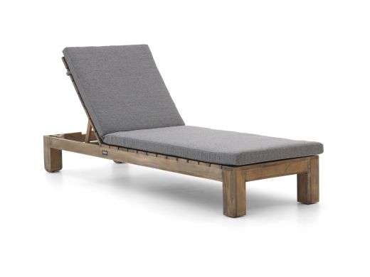ROUGH-X Gartenliege - Grau - Anthrazit, Old Teak Greywash - Teakholz