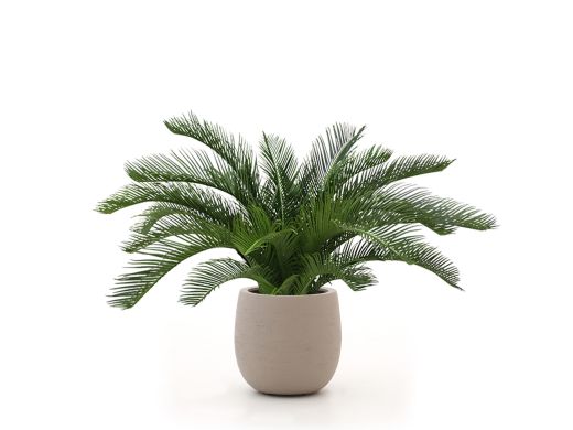 Designplants/Luca Lifestyle Cycas Palme Kunstpflanze (h:60 cm) mit Terreno Tall Balloon Blumentopf - Grün (UV beständig) (Blumentopf = Sand)