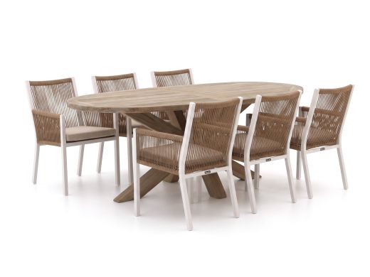 Manifesto Rivola/ROUGH-Y Ellips 200 cm Gartenmöbel-Set 7-teilig