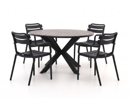 Forza Vico/Fidenza ø 126 cm Gartenmöbel-Set 5-teilig stapelbar